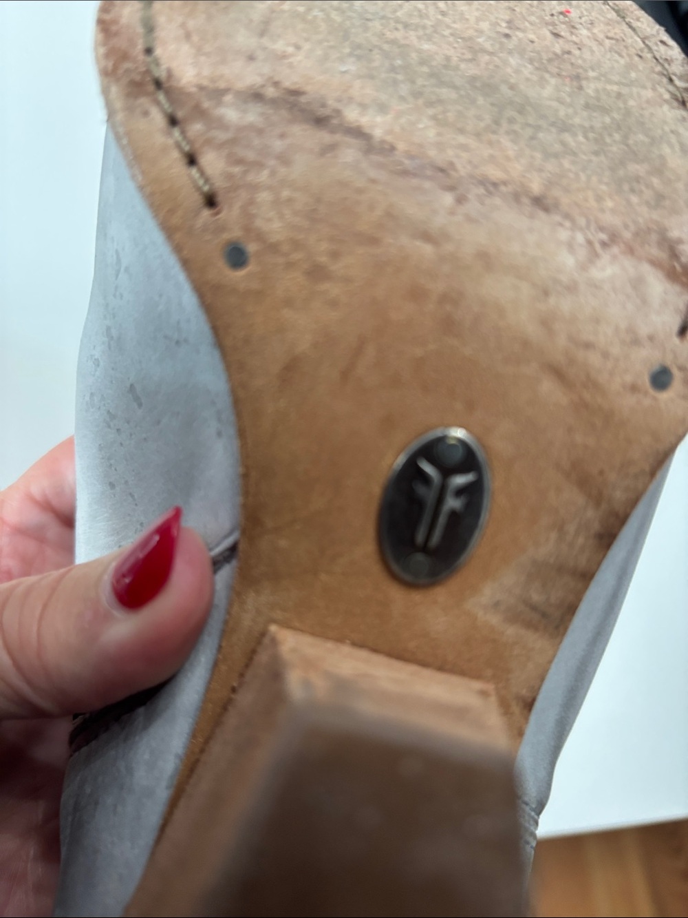 Frye Light Gray Pointed Leather Ankle Booties - Picture 7 of 9